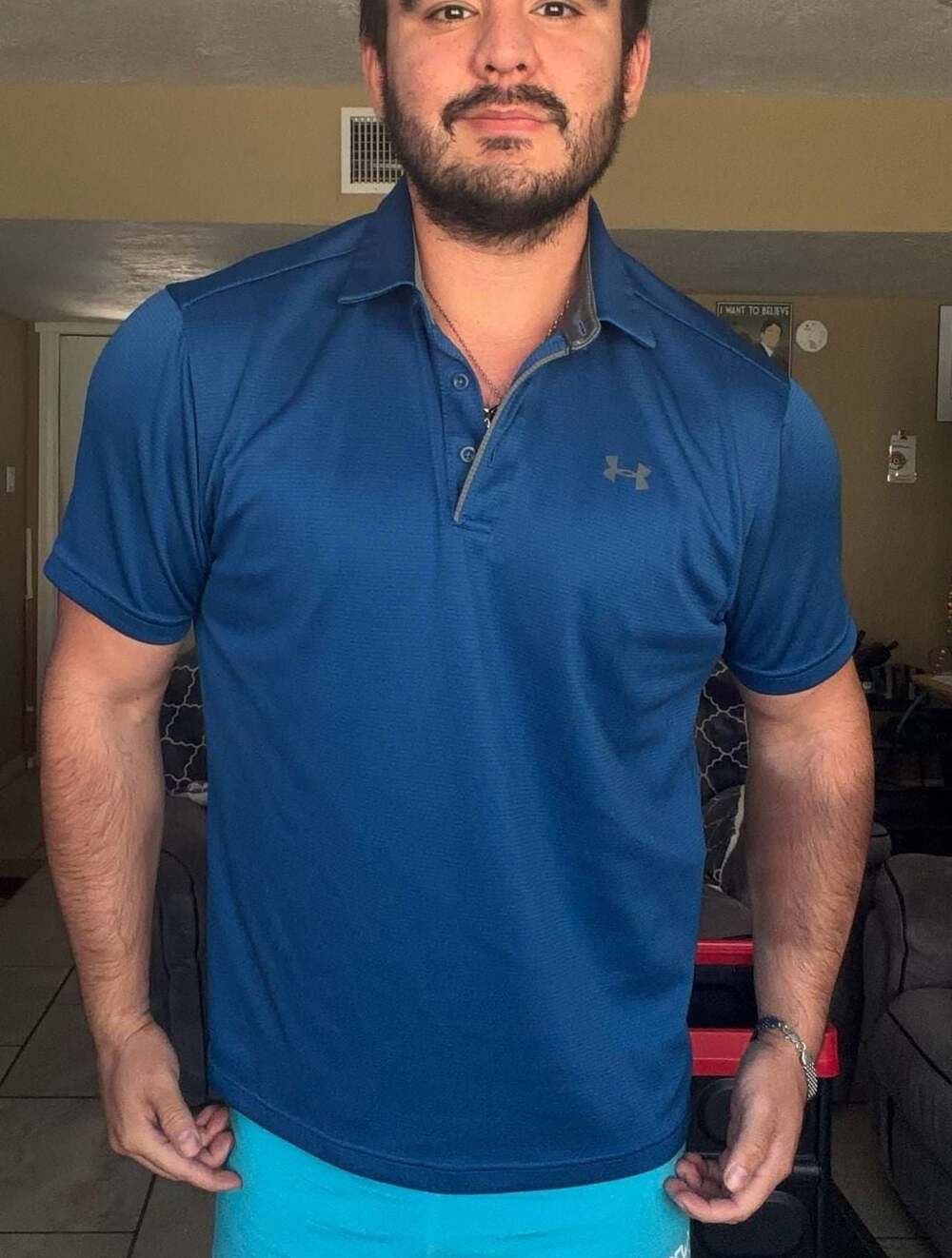Under Armour HeatGear Polo Shirt Blue Size Large
